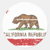  CALIFORNISCHE VLAG RONDE STICKER (Voorkant)