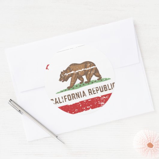  CALIFORNISCHE VLAG RONDE STICKER (Envelop)