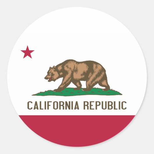 Californische vlag ronde sticker (Voorkant)