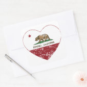 Californische vlag sonoma hart verdrietig vierkante sticker (Envelop)