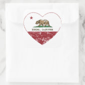 Californische vlag sonoma hart verdrietig vierkante sticker (Tas)