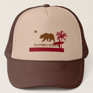 Californische vlag T-Shirt - Surfer op strand Trucker Pet