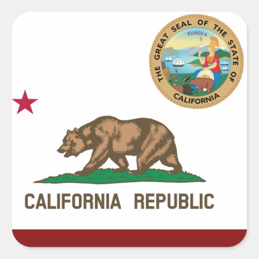 Californische vlag vierkante sticker (Voorkant)