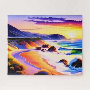 Californische Waterverf voor kustzonsondergang Legpuzzel