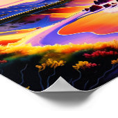 Californische Waterverf voor kustzonsondergang Poster (Hoek)