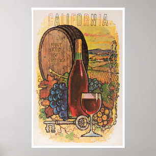 Californische wijn kunst reisposter wijngaard prin poster