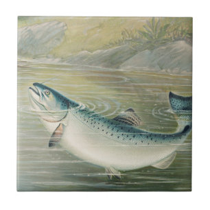 Californische zalm door S.A. Kilbourne, Vintage vi Tegeltje
