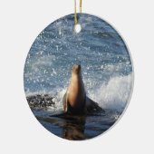 Californische zee leeuw, wilde dieren, keramische  keramisch ornament (Links)
