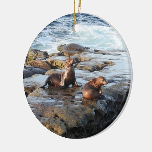 Californische zee leeuwen, wilde dieren, keramisch keramisch ornament (Links)