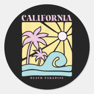 Californische Zomer Zonneschijn Strand Paradijs Zo Ronde Sticker