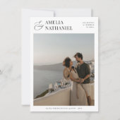 Caligrafía Elegante Invitación de Boda con 2 Fotos Kaart (Voorkant)