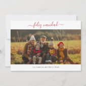 Caligrafía Red Feliz Navidad Kerstfoto Feestdagenkaart (Voorkant)