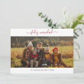 Caligrafía Red Feliz Navidad Kerstfoto Feestdagenkaart (Staand voorkant)