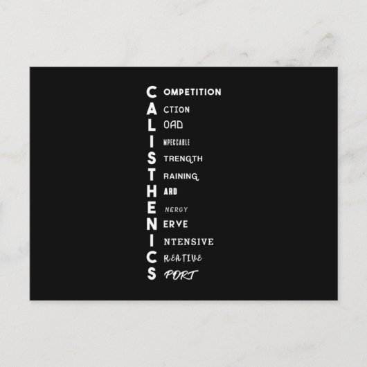Calisthenics Afkorting Gym Workout Instructor G Briefkaart (Voorkant)