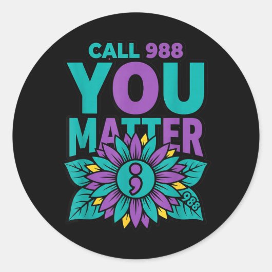 Call 988 Preventie - Je Bent Ertoe Ronde Sticker (Voorkant)