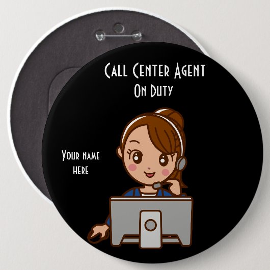 Call Center Agent 2 op dienst 6-inch Button rondom (Voorkant /achterkant)