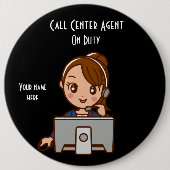 Call Center Agent 2 op dienst 6-inch Button rondom (Voorkant)