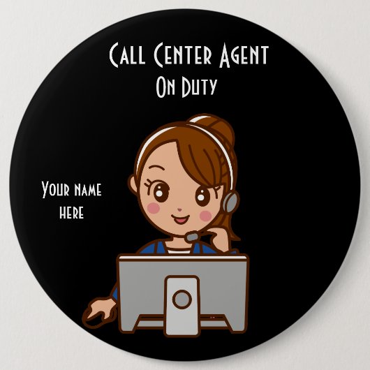 Call Center Agent 2 op dienst 6-inch Button rondom (Voorkant)