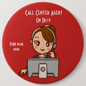 Call Center Agent 2 op dienst 6-inch Button rondom (Voorkant)