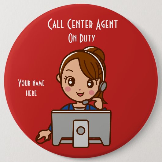 Call Center Agent 2 op dienst 6-inch Button rondom (Voorkant)