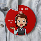 Call Center Agent On Duty Red Ronde Button 6,0 Cm (In situ)