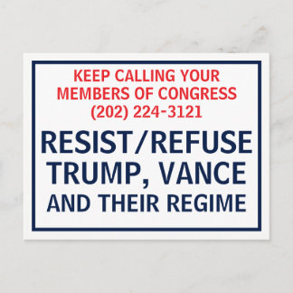 Call Congress Protest Resist Refuse Trump Vance Briefkaart