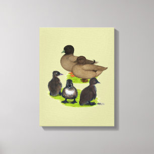 Call Duck Khaki Family Canvas Afdruk