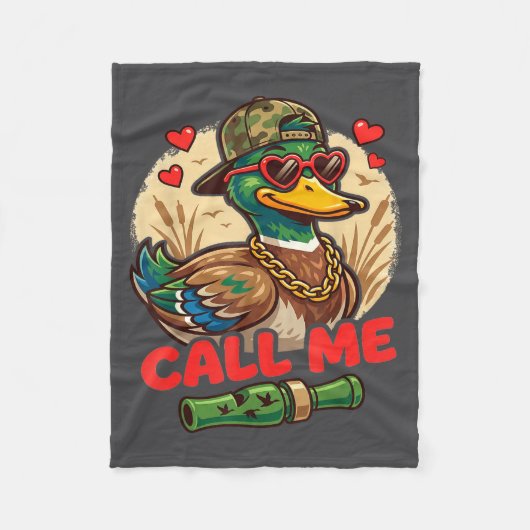 Call Me Duck Hunting Retro Valentine's Day Men Wom Fleece Deken (Voorkant)