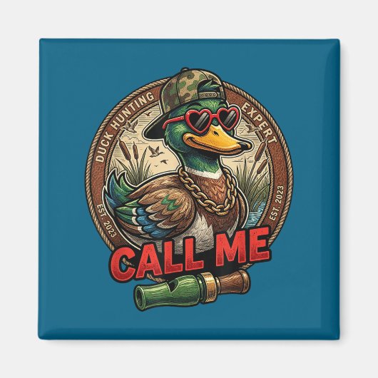Call Me Duck Hunting Retro Valentine's Day Men Wom Magneet (Voorkant)