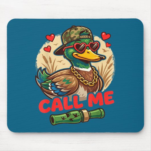 Call Me Duck Hunting Retro Valentine's Day Men Wom Muismat (Voorkant)