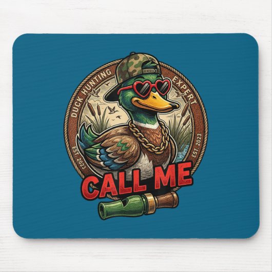 Call Me Duck Hunting Retro Valentine's Day Men Wom Muismat (Voorkant)