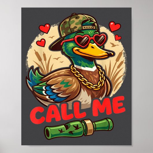 Call Me Duck Hunting Retro Valentine's Day Men Wom Poster (Voorkant)