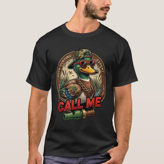 Call Me Duck Hunting Retro Valentine's Day Men Wom T-shirt (Voorkant)