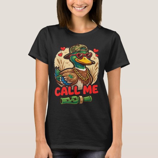 Call Me Duck Hunting Retro Valentine's Day Men Wom T-shirt (Voorkant)