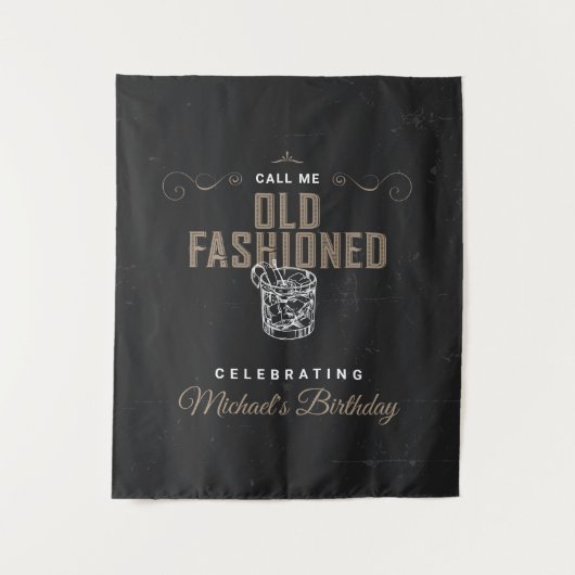 Call Me Old Fashioned Birthday Party Backdrop Wandkleed (Voorkant)
