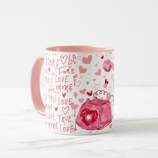 Call of Love Heart Happy Valentijnsdag Mok (Voorkant links)