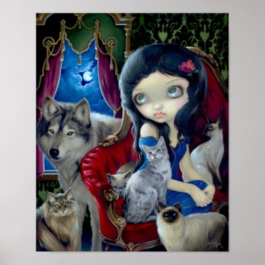 Call of the Night ART PRINT cat wolf gothic (Voorkant)