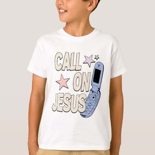 Call on Jesus – Retro Faith Design T-shirt (Voorkant)