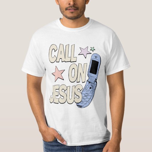 Call on Jesus – Retro Faith Design T-shirt (Voorkant)