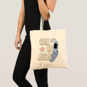 Call on Jesus – Retro Faith Design Tote Bag (Voorkant (product))