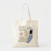 Call on Jesus – Retro Faith Design Tote Bag (Voorkant)