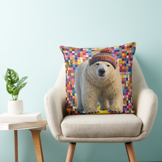 Call polar bear and Benny mosaic throw pillow Kussen (Stoel)