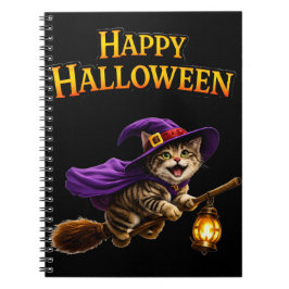 Call tabby witch kitten whimsical happy Halloween Notitieboek