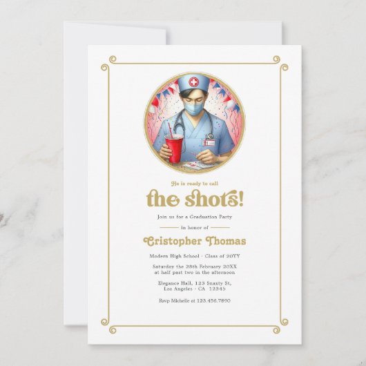 "Call the Shots" afstudeerfeest voor mannelijke ve Kaart (Voorkant)