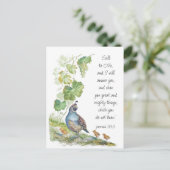 Call to Me Scripture Inspiration California Quail Briefkaart (Staand voorkant)