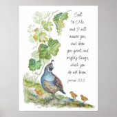 Call to Me Scripture Inspiration California Quail Poster (Voorkant)