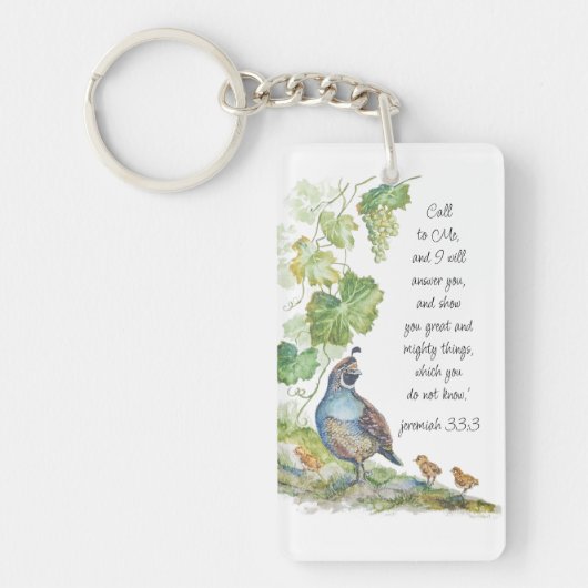 Call to Me Scripture Inspiration California Quail Sleutelhanger (Voorkant)