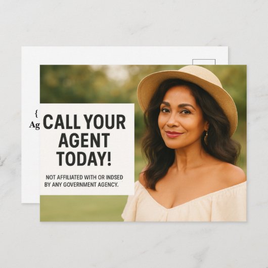 Call Your Agent Today – Medicare Reminder Postcard Feestdagenkaart (Voorkant / Achterkant)
