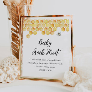 CALLA Baby Sock Hunt Baby shower Spel Sign Poster
