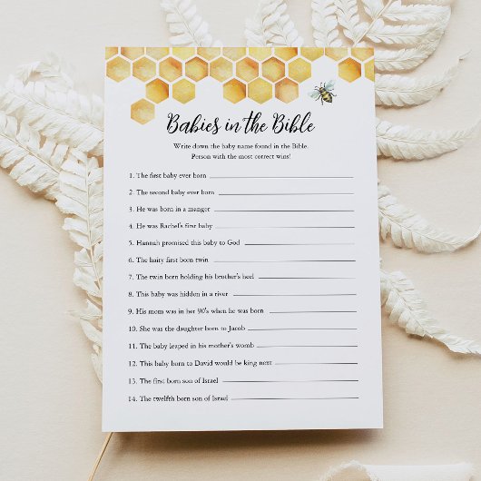 CALLA baby's in de Bijbel Baby shower spel Kaart